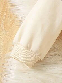 SHEIN 女童愛心圖案運動衫與長褲套裝，3D刺繡愛心設計，圓領短袖上衣，柔軟針織套頭上衣，鬆緊腰長褲，2件套 - 粉色 - 查看 3