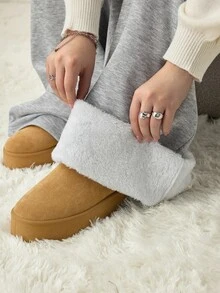 SHEIN CURVE+ Plus Size Women's Casual Drawstring Loose Sports Pants, Suitable For Daily Wear And Back To School Season Winter - Grey - View 3