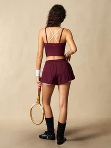 VARSIVA Women's 2-Piece Faux Layered Camisole Top And Drawstring Waist Shorts Casual Daily Sports Set - Multicolor - View 11