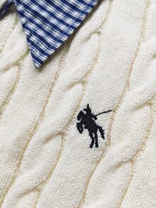 GlowEve CURVE New Arrival Plus-Size Women's Autumn & Winter Knit Cardigan, 2 In 1 Design With 3D Twisted Rope Texture And Off-White Plaid Collar, Preppy Sty - Beige - View 7