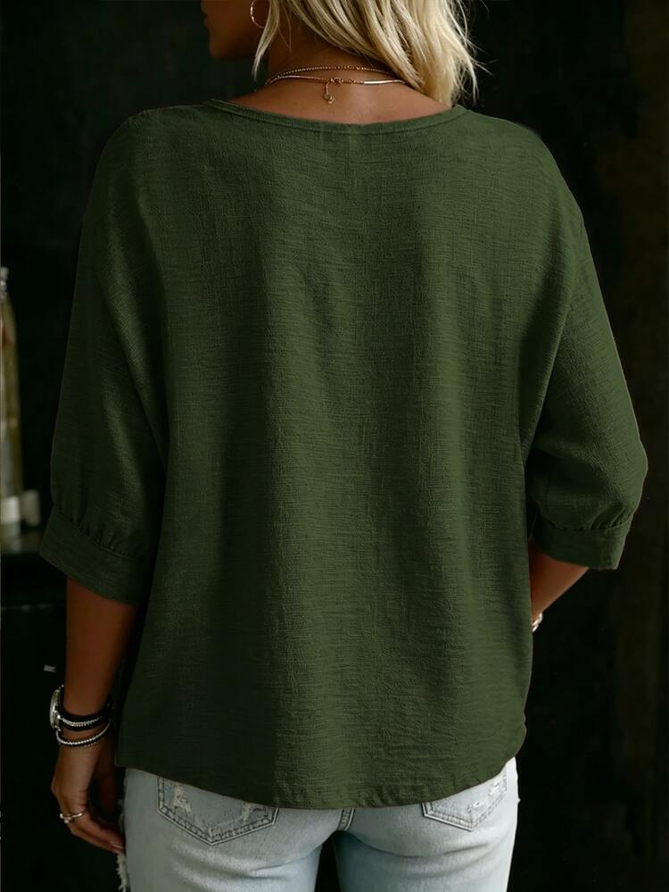 Zayélia Fall Clothes FOR WomenWomen's Woven Casual Resort Summer Blouse - Dark Green - View 2