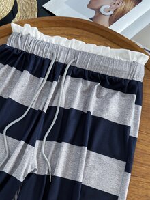 Everyssa Women's Casual Color Block Striped Long Pants - Multicolor - View 4