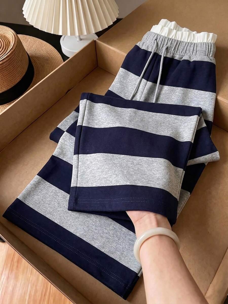 Everyssa Women's Casual Color Block Striped Long Pants - Multicolor - View 1