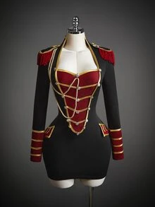 Amplova 女款設計師流蘇鈕扣緞帶洋裝，萬聖節角色扮演裝 - 黑色 - 查看 3