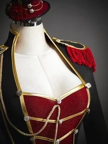 Amplova 女款設計師流蘇鈕扣緞帶洋裝，萬聖節角色扮演裝 - 黑色 - 查看 5