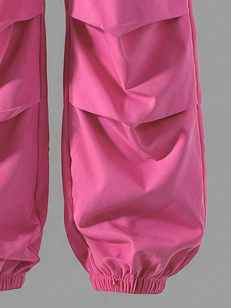 Hoodie untuk Remaja Perempuan, Pakaian Musim Gugur, Pakaian Olahraga Liburan Sekolah, Pakaian Rajut untuk Siswa, Streetwear, Atasan Pendek Berkerudung, Warna Pink dan Hijau, Desain Putih Pink. - Berwarna merah muda - View 4