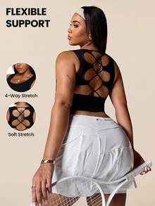 Rhythm Era Plus Size Women Backless Crisscross Tank Top - Black - View 5