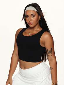 Rhythm Era Plus Size Women Backless Crisscross Tank Top - Black - View 2