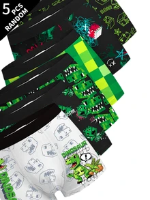 Boys' Soccer Game Machine Universe Cool Full Print Retro Baggy Street Fashion Soft Comfortable Base Layer Boxer Briefs Summer White Black - Multicolor - View 5