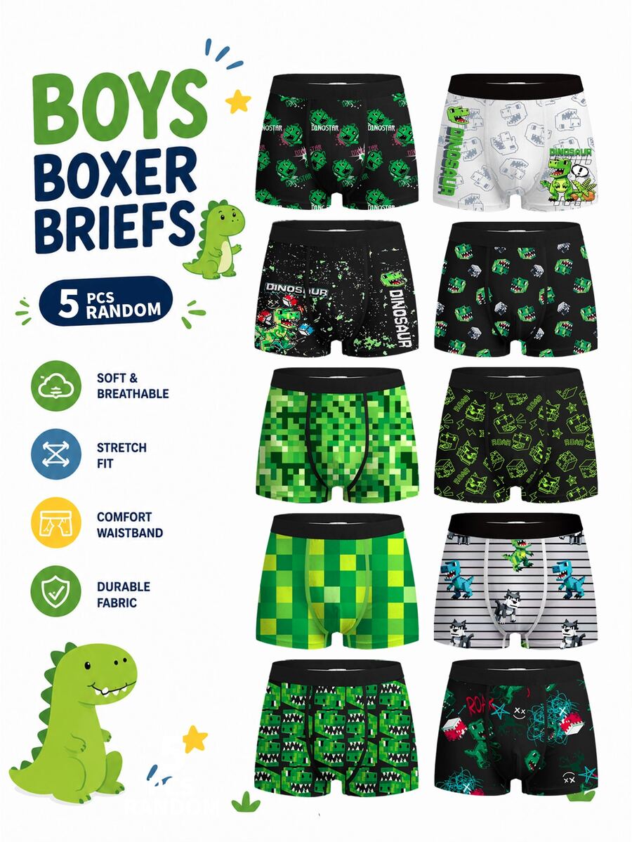 Boys' Soccer Game Machine Universe Cool Full Print Retro Baggy Street Fashion Soft Comfortable Base Layer Boxer Briefs Summer White Black - Multicolor - View 1