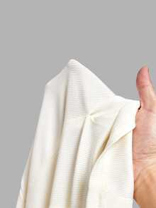 SHEIN MOD Plus Size Women's White Ribbed Knit Lace Trim Cap Sleeve Button Front Peplum Top,High Stretch Slim Fit Elegant Summer/Fall T-Shir Y2k Cute Tops - White - View 12