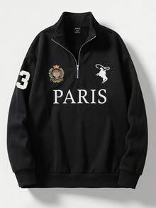SHEIN Vacaura Teen Boys Sweatshirts - Black - View 1