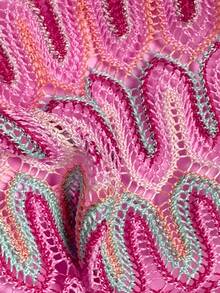Swim Mod Women's 26SS Spring/Summer New Crochet Texture Fabric Metal Decor V-Neck Backless Triangle Wrap Strap Bikini Swimwear 2-Piece Set - Pink - View 8