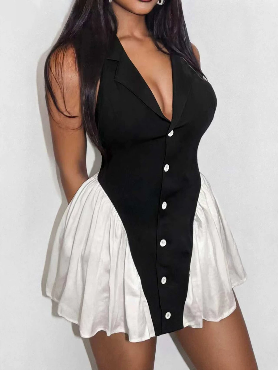 SHEIN BamGlam Ini adalah jaket tanpa lengan gaya musim gugur-musim dingin terbaru untuk wanita, dipadukan dengan gaun rok payung berwarna senada. Tampilannya elegan untuk pemakaian sehari-hari.