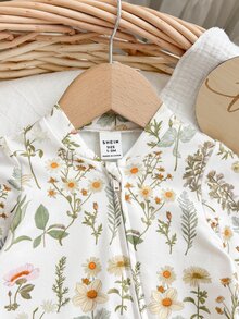 SHEIN Newborn Baby Girl Cute Casual Cartoon Pattern Knit Long Sleeve Pajamas Fall Winter - Khaki - View 5