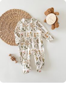 SHEIN Newborn Baby Girl Cute Casual Cartoon Pattern Knit Long Sleeve Pajamas Fall Winter - Khaki - View 3