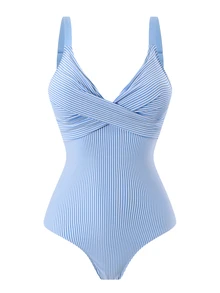 Swim Oasis 2026新款春夏女士两件式泳衣带裙，特殊面料沙滩度假优雅休闲泳装套装 - 藍色 - 查看 8