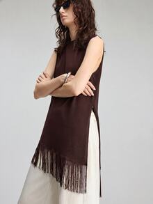 Ontre 女款針織無袖上衣，夏季萬聖節返校教堂特殊場合生日婚禮賓客派對度假優雅深棕色 - 咖啡棕 - 查看 6