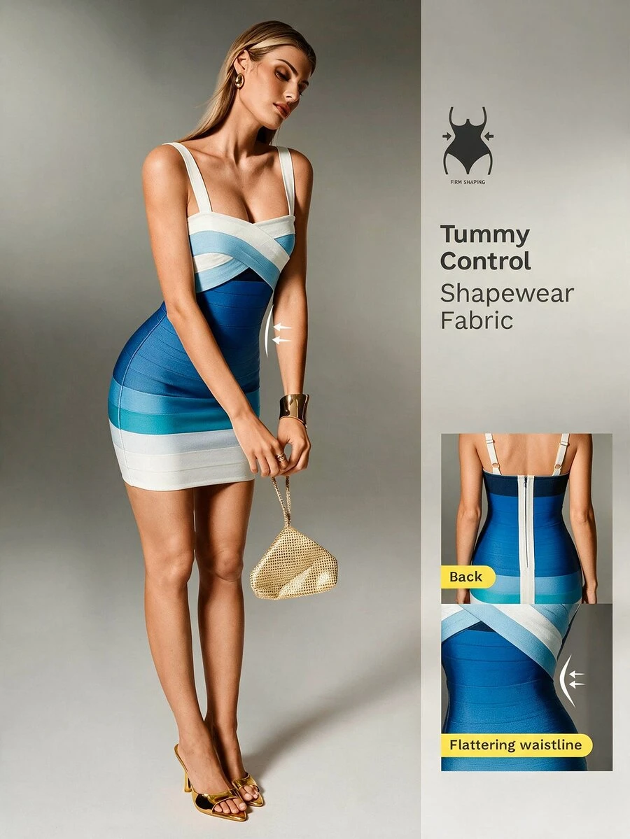 Nuvra Women's Fashion Sexy Slim Fit Gradient Color Dress - Multicolor - View 1