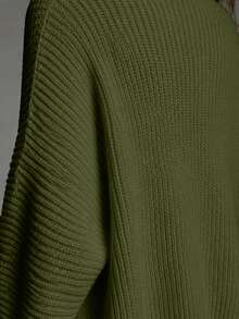 SHEIN Autumn/Winter Casual Versatile Solid Color Cardigan - Dark Green - View 4
