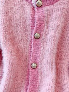 LUMIGAL Women's Casual Lace Trim Cardigan, Autumn/Winter - Baby Pink - View 6