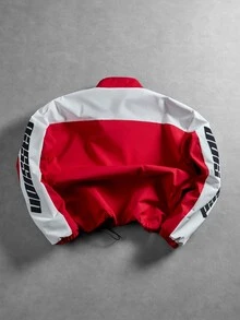 PAVTROS Men's Street Racing Style Jacket, Red Printed Jacket, Autumn Collection - Red - View 2