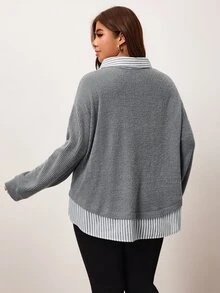 Enliva Plus Size Sweatshirts & Hoodies Women Fall Winter Sweater Striped Top - Multicolor - View 2