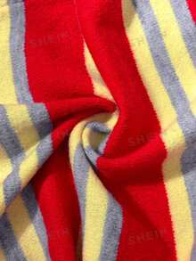 BamGleam Cardigan Lengan Panjang Berkerah Bulat Modis dengan Blok Warna Garis-garis, Cocok untuk Sekolah, Sehari-hari, dan Musim Gugur Kasual. - MultiWarna - View 5