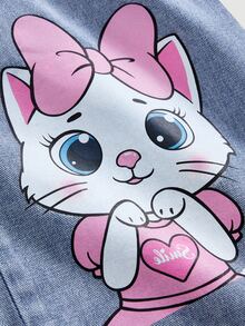 Girlism Celana Jeans Longgar Biru Motif Kucing Lucu Gaya Y2K untuk Anak Perempuan Remaja, Cocok untuk Sekolah, Cocok untuk Fashion Anak Perempuan Usia 20-an dan Remaja Perempuan - Biru - View 5
