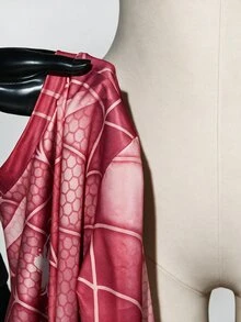 SHEIN ICON 女式秋季时尚蜘蛛和蛛网印花修身长袖紧身衣 - 紅色 - 查看 8
