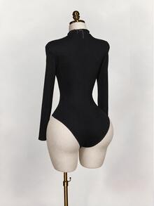 SHEIN ICON 95%棉女款休閒長袖連身衣，蜘蛛印花，夏季服飾，街頭風，適合日常通勤、約會、聚會、秋冬/夏季、派對、婚禮、海灘、畢業典禮，優雅休閒，外出穿搭，Y2K，音樂節穿搭，度假服飾，返校穿搭 - 彩色 - 查看 3