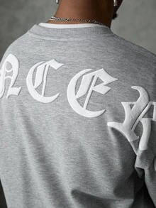 SLATEMANN Men's Letter Graphic Casual Daily Long Sleeve Sweatshirt - Grey - View 7