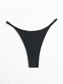 Swim Vcay Summer Beach Thong Bikini Panty - Black - View 4