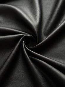 SHEIN Elenzya Plus Size Women's Elegant High-End Button PU Material Dress - Black - View 5