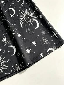 SHEIN LUNE CURVE Gaun Midi Rajut Lembut dengan Tali Bahu Tipis Bermotif Lucu Halloween yang Modis untuk Ukuran Plus - Hitam - View 4