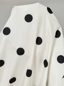 SHEIN Maternity Polka Dot Print Patchwork Dress,Autumn And Winter,Autumn Fall - Black and White - View 5