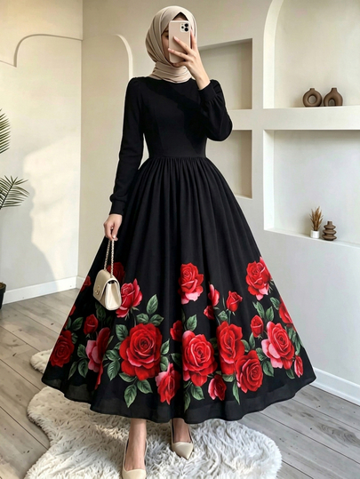 Celisse Fall Clothes FOR WomenWomen's Elegant Floral Print Dress