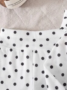 SHEIN 女嬰時尚運動風連帽長袖上衣與喇叭褲套裝 - 黑與白 - 查看 7