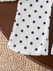 SHEIN 女嬰時尚運動風連帽長袖上衣與喇叭褲套裝 - 黑與白 - 查看 9