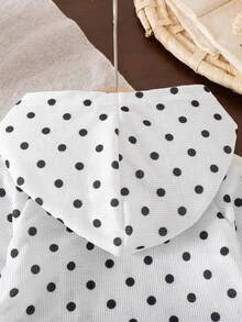 SHEIN 女嬰時尚運動風連帽長袖上衣與喇叭褲套裝 - 黑與白 - 查看 6