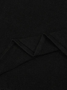 SHEIN Gaun Rajut Kasual Polos untuk Ibu Hamil, Musim Gugur dan Musim Dingin, Musim Gugur - Hitam - View 8