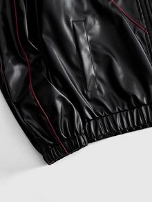 ROMWE MEN Men's Stand Collar Fashion Jacket - Black - View 4