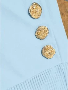 GlowEve CURVE Plus Size Summer Casual Metal Decor T-Shirt - Baby Blue - View 6