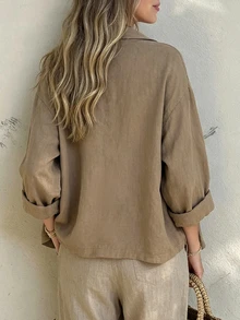 Selianne Women's Woven Casual Business-Style Fall Blazer Office City Break Khaki - Brown - View 2