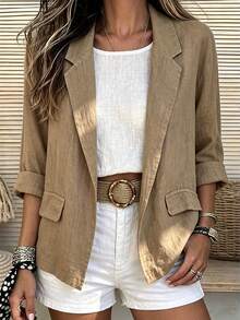 Selianne Women's Woven Casual Business-Style Fall Blazer Office City Break Khaki - Brown - View 1