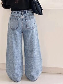 SHEIN Tween Girl Tween Girl Tween Girls Jeans - Blue - View 2