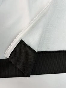 Coolane Women's Fall/Winter Streetwear Vintage Going Out Work Everyday Holiday Essential Basic Cotton Washed Stand Collar Super Cropped Sweatshirt Coat - Black and White - View 8