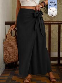 Freevana Plus Size Women's Vintage Casual Bohemian Maxi Skirt - Black - View 1