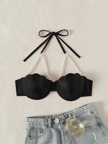 Swim SXY 2025 Women's Halter Backless Bikini Swimwear Top For Beach Summer - Black - View 6