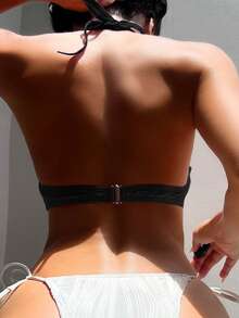 Swim SXY 2025 Women's Halter Backless Bikini Swimwear Top For Beach Summer - Black - View 2